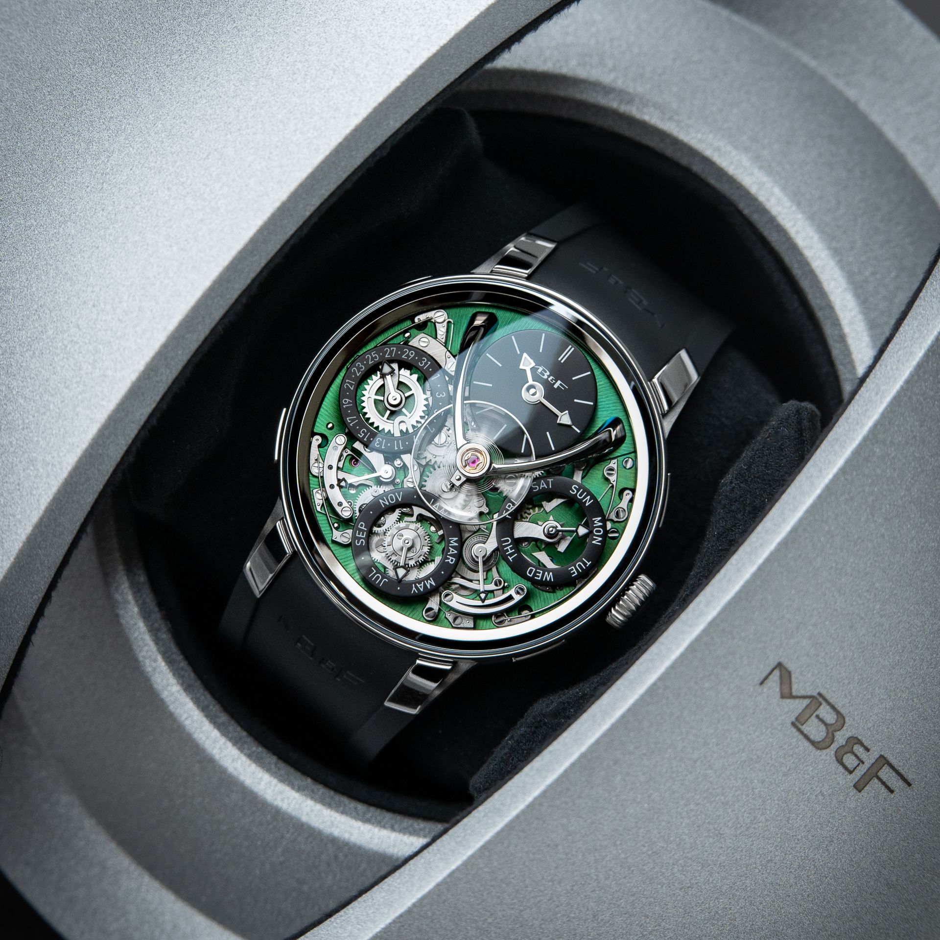 MB&F Legacy Machine Perpetual Calendar EVO Green 2024 CLEAN Titanium Set