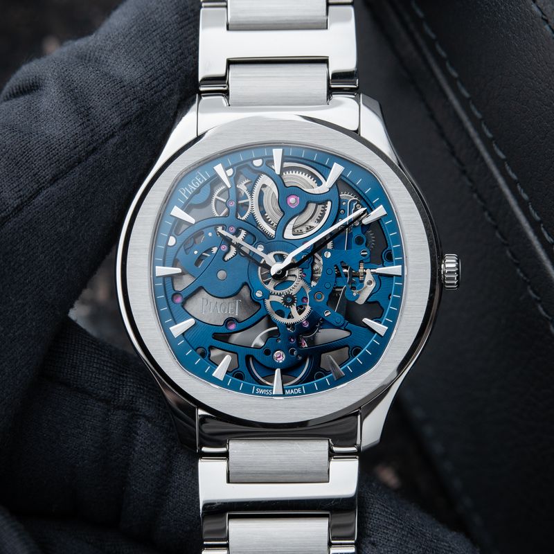 Piaget Polo S Skeleton Blue Dial Steel Bracelet Micro-rotor Automatic Set