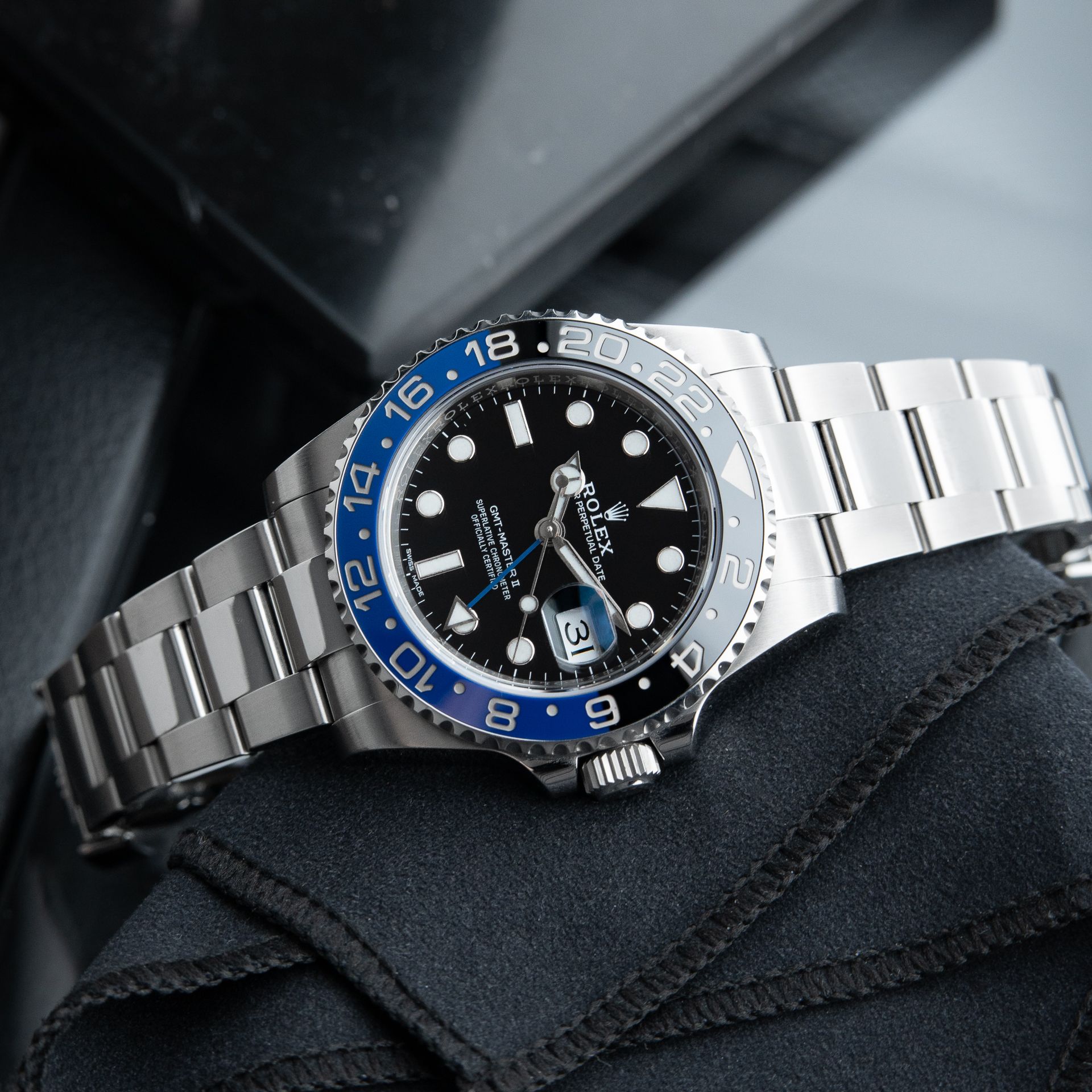 Rolex GMT-Master II Batman Batgirl Oyster Steel Bracelet Ceramic Black 40