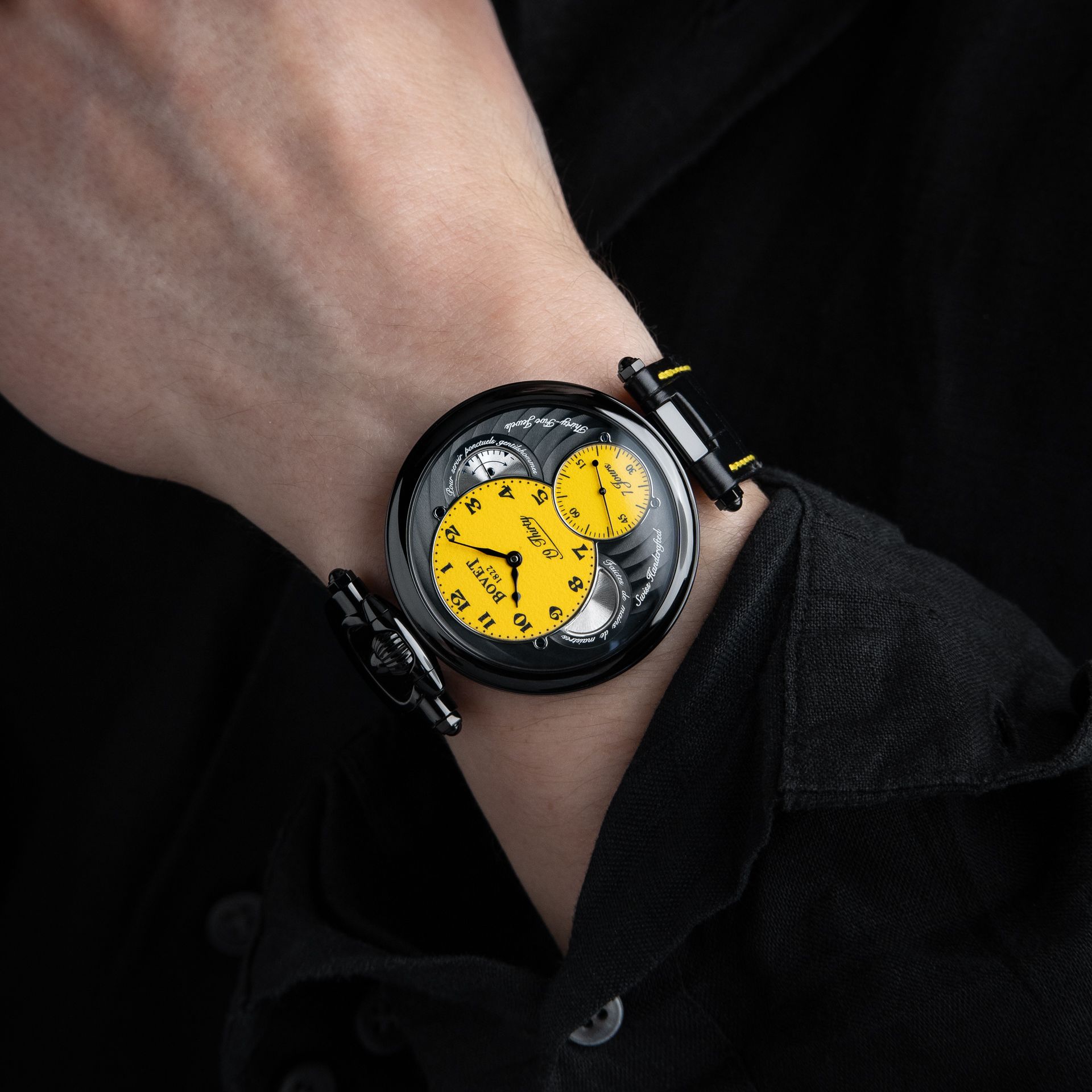 Bovet 19Thirty Fleurier MINT 12/2023 Yellow Dial Black PVD Steel 7 Days 42mm