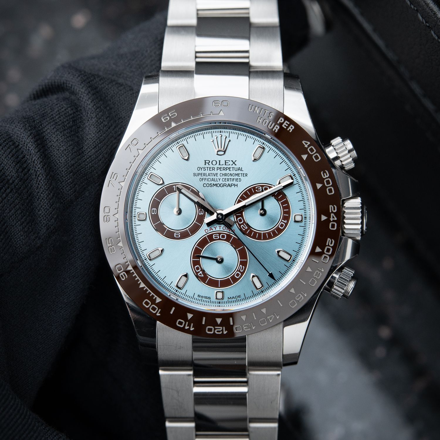 Rolex Daytona Cosmograph Platinum Oyster Glacier Blue Platona Chronograph