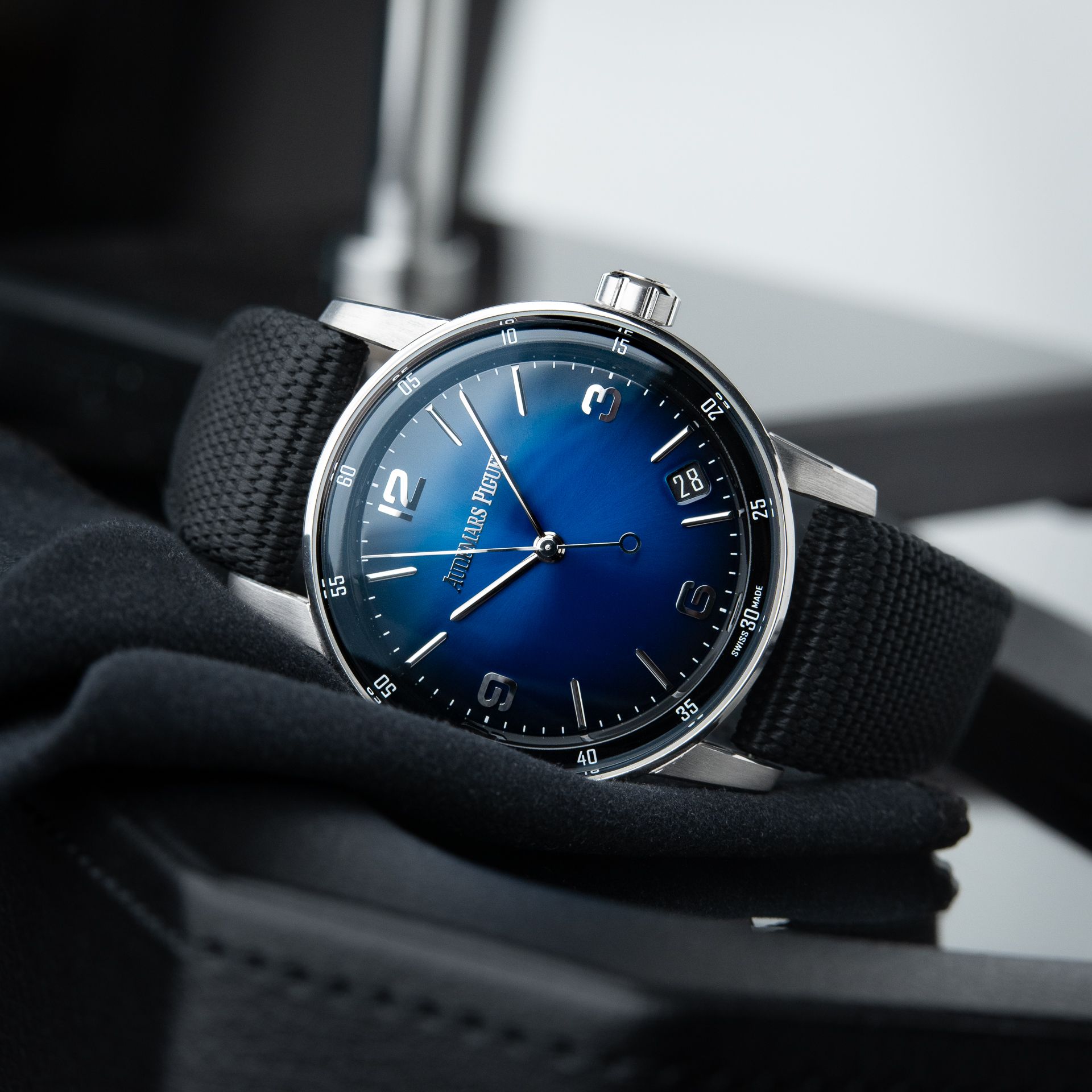 Audemars Piguet Code 11.59 Lacquered Blue Dial White Gold Rubber Set 41mm