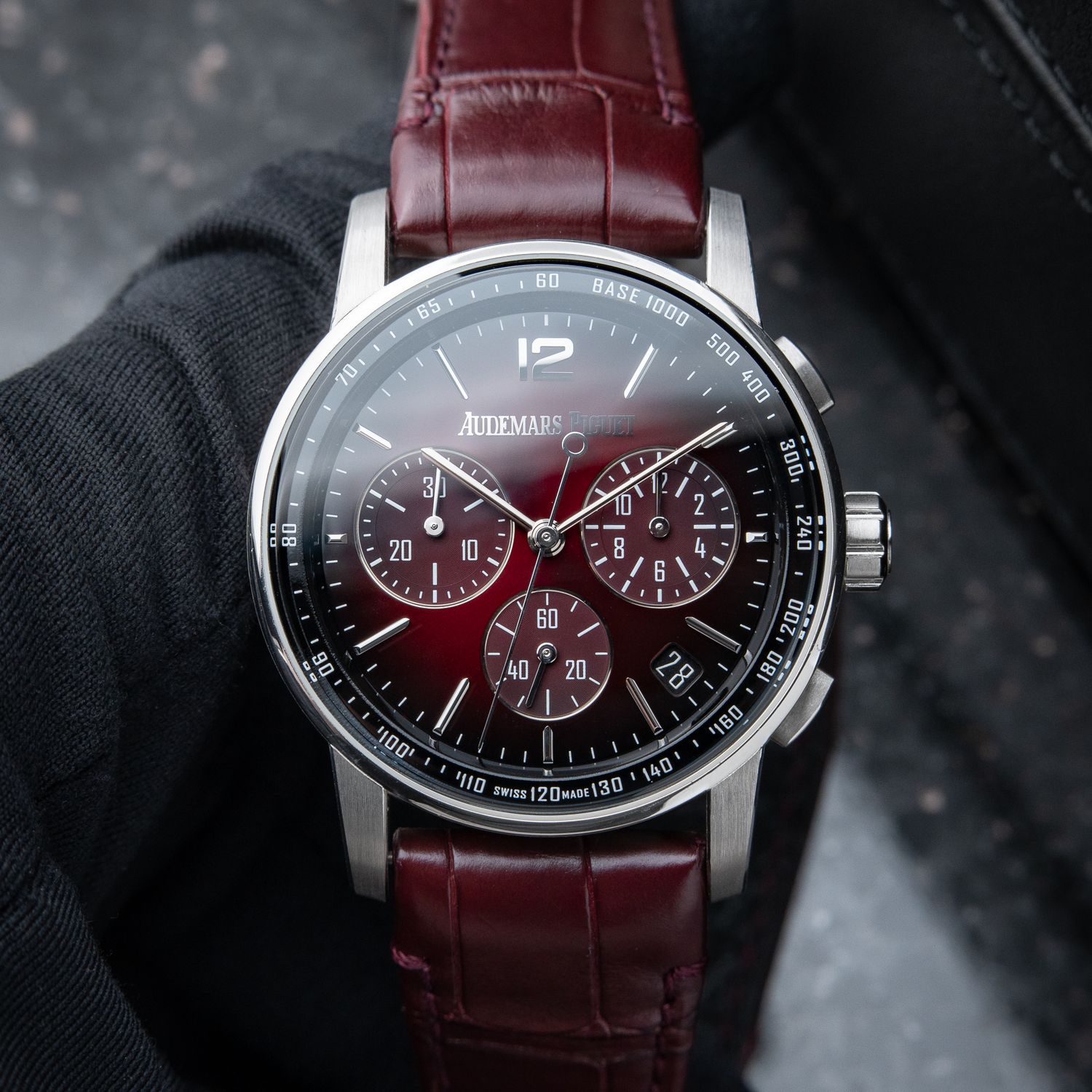 Audemars Piguet Code 11.59 Chronograph Smoked Burgundy Red Dial White Gold