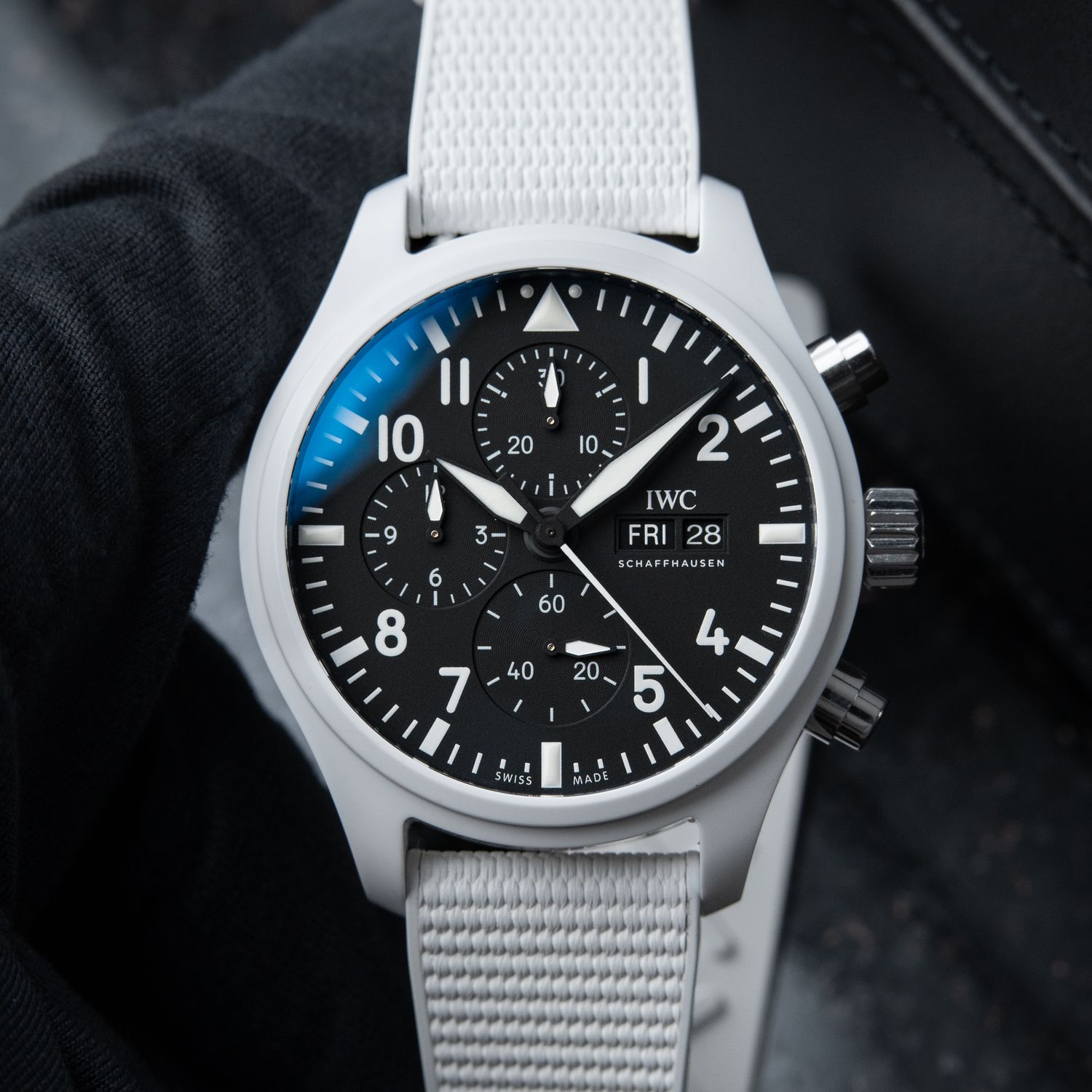 IWC Pilot's Watch Top Gun "Lake Tahoe" Chronograph White Ceramic Black Automatic