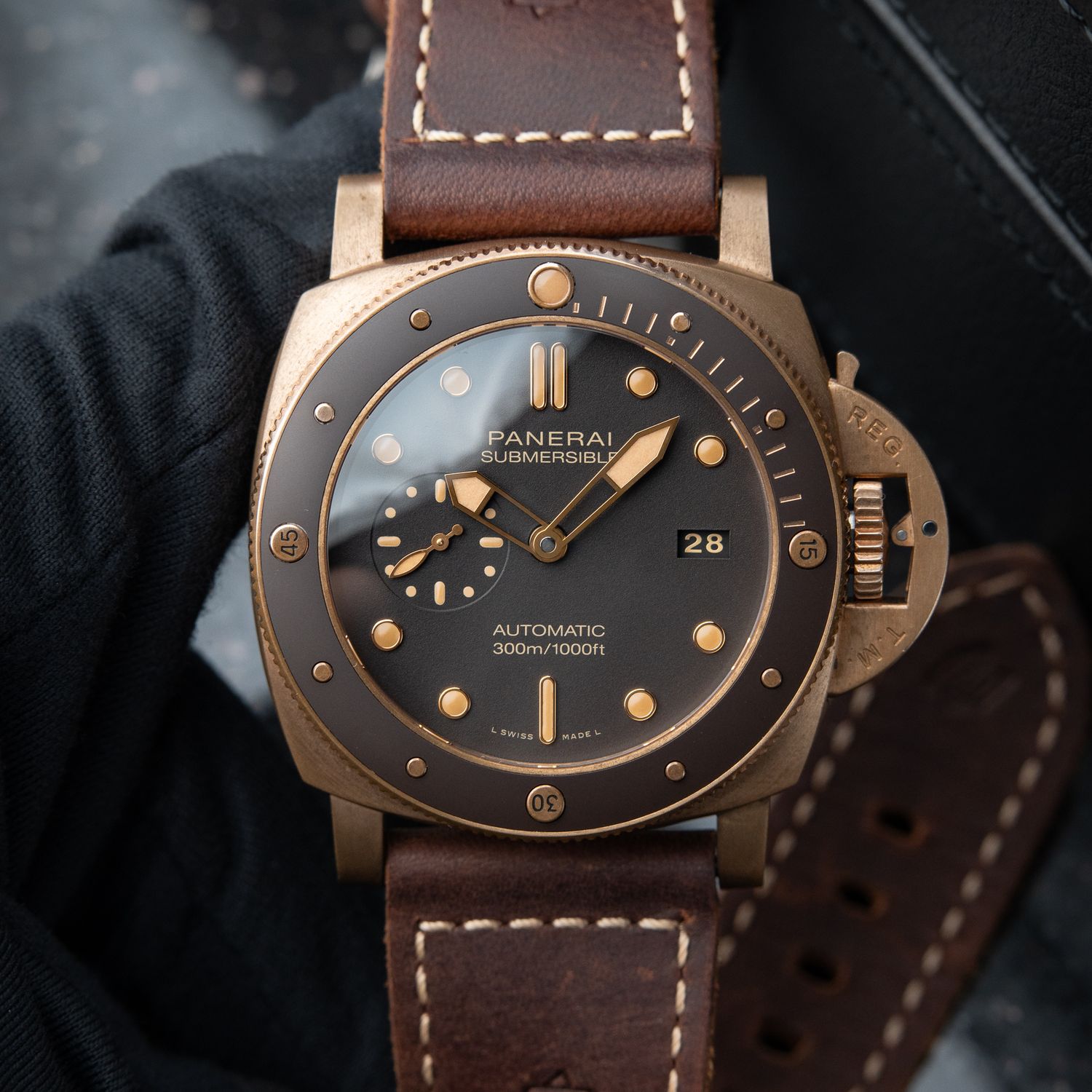 Panerai Luminor Submersible Bronzo CLEAN Bronze Brown Ceramic Pam968 47mm
