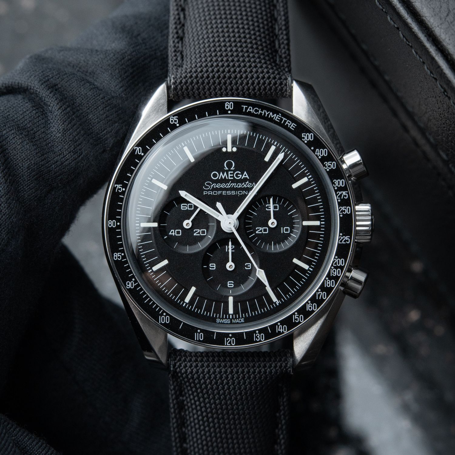 Omega Speedmaster Professional Moonwatch Hesalite Nylon Strap Chronograph