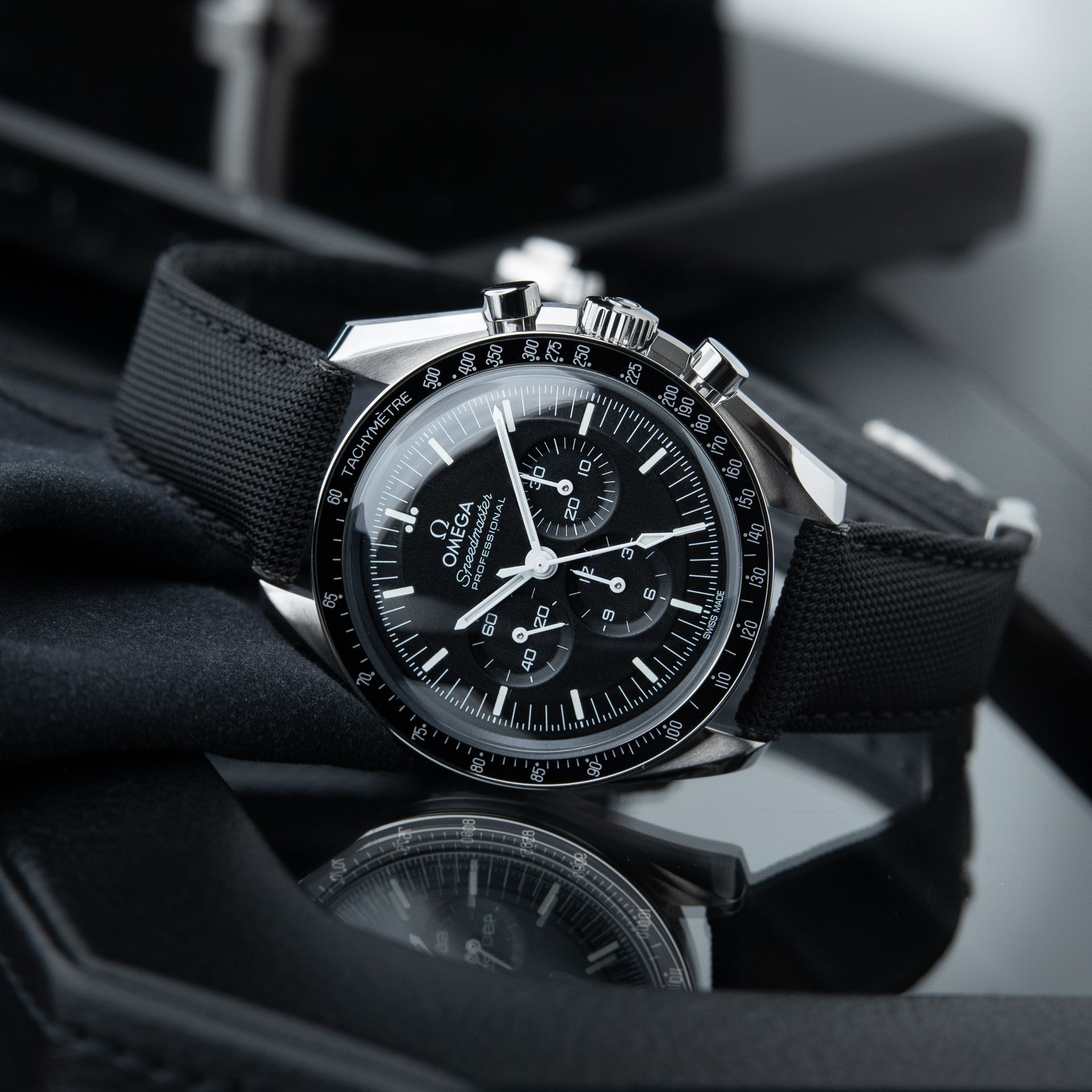 Omega Speedmaster Professional Moonwatch Hesalite Nylon Strap Chronograph