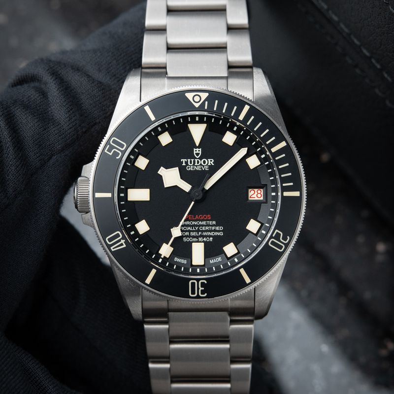 Tudor Pelagos LHD 500M Lefty Black Dial Titanium Bracelet Ceramic 42mm 25610