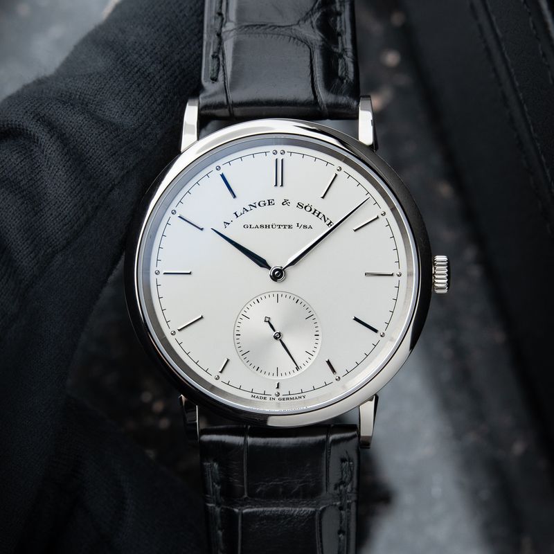 A. Lange & Söhne UNWORN Saxonia Automatic White Gold Leather Silver 38.5mm