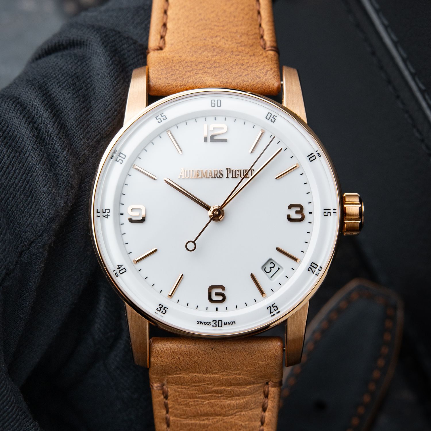 Audemars Piguet Code 11.59 NOS Rose Gold White Dial Leather Automatic 41