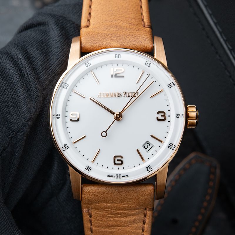 Audemars Piguet Code 11.59 NOS Rose Gold White Dial Leather Automatic 41
