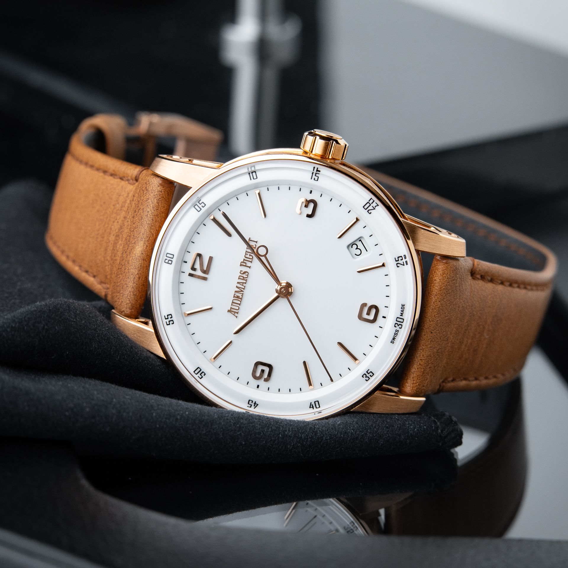 Audemars Piguet Code 11.59 NOS Rose Gold White Dial Leather Automatic 41