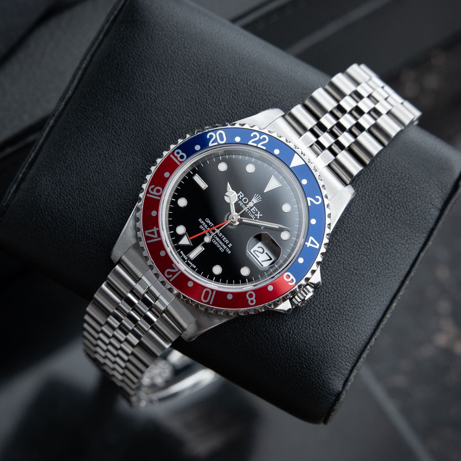Rolex GMT-Master II RSC Serviced Jubilee Steel Pepsi Bezel Black 