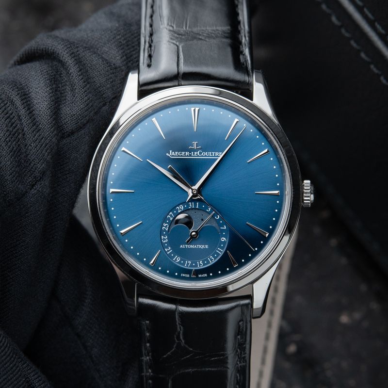 Jaeger-LeCoultre Master Ultra Thin Moon Phase Blue Dial Steel Leather 39