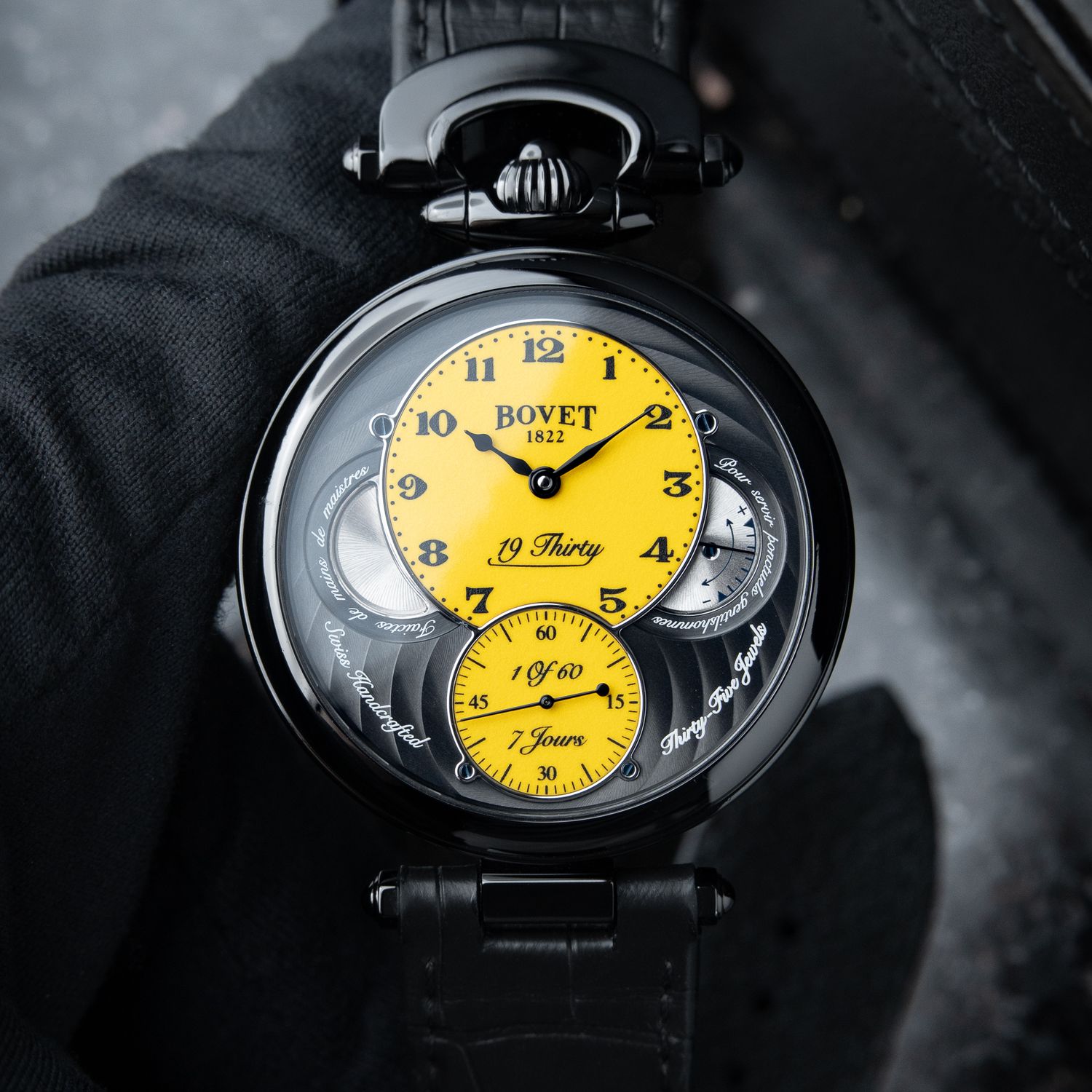 Bovet 19Thirty Fleurier Limited Edition Yellow Dial Black PVD Steel 7 Days
