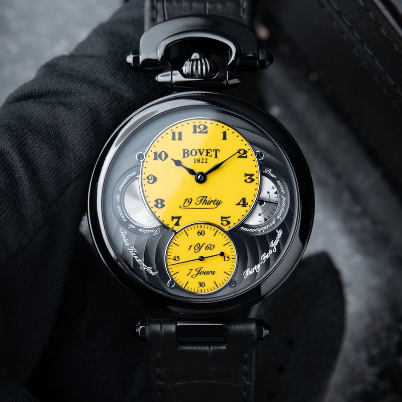 Bovet 19Thirty Fleurier Limited Edition Yellow Dial Black PVD Steel 7 Days