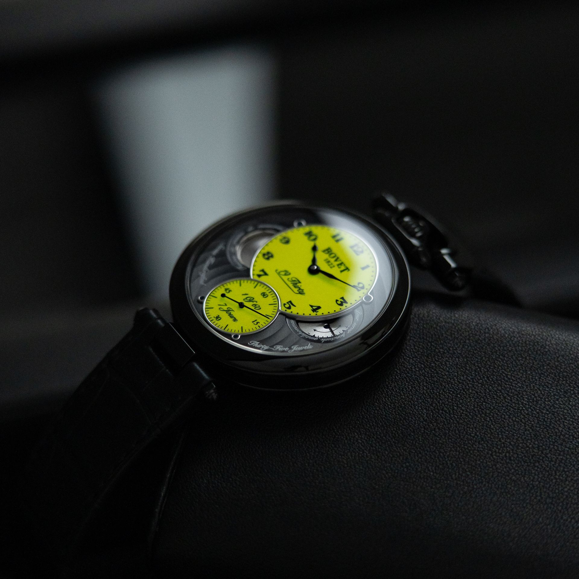Bovet 19Thirty Fleurier Limited Edition Yellow Dial Black PVD Steel 7 Days