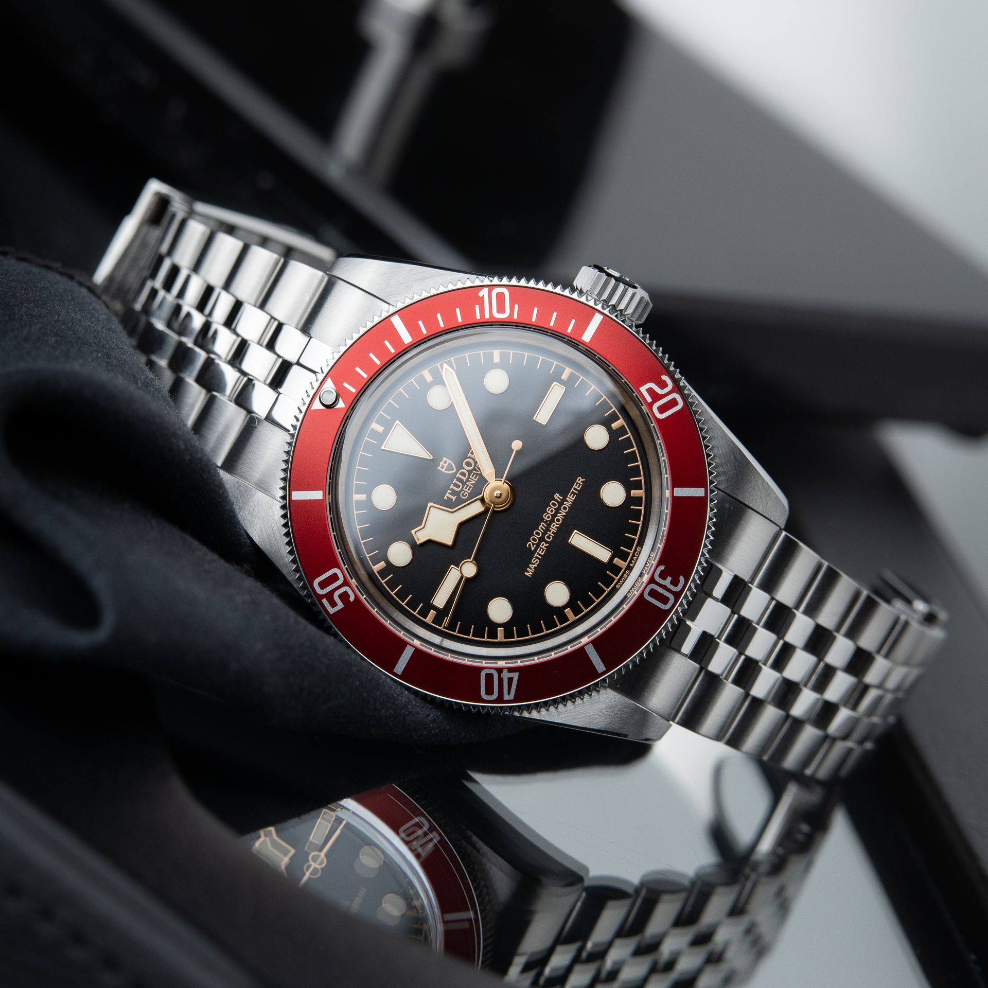 Tudor Black Bay Red Aluminum Bezel Steel Bracelet Set Automatic 41mm