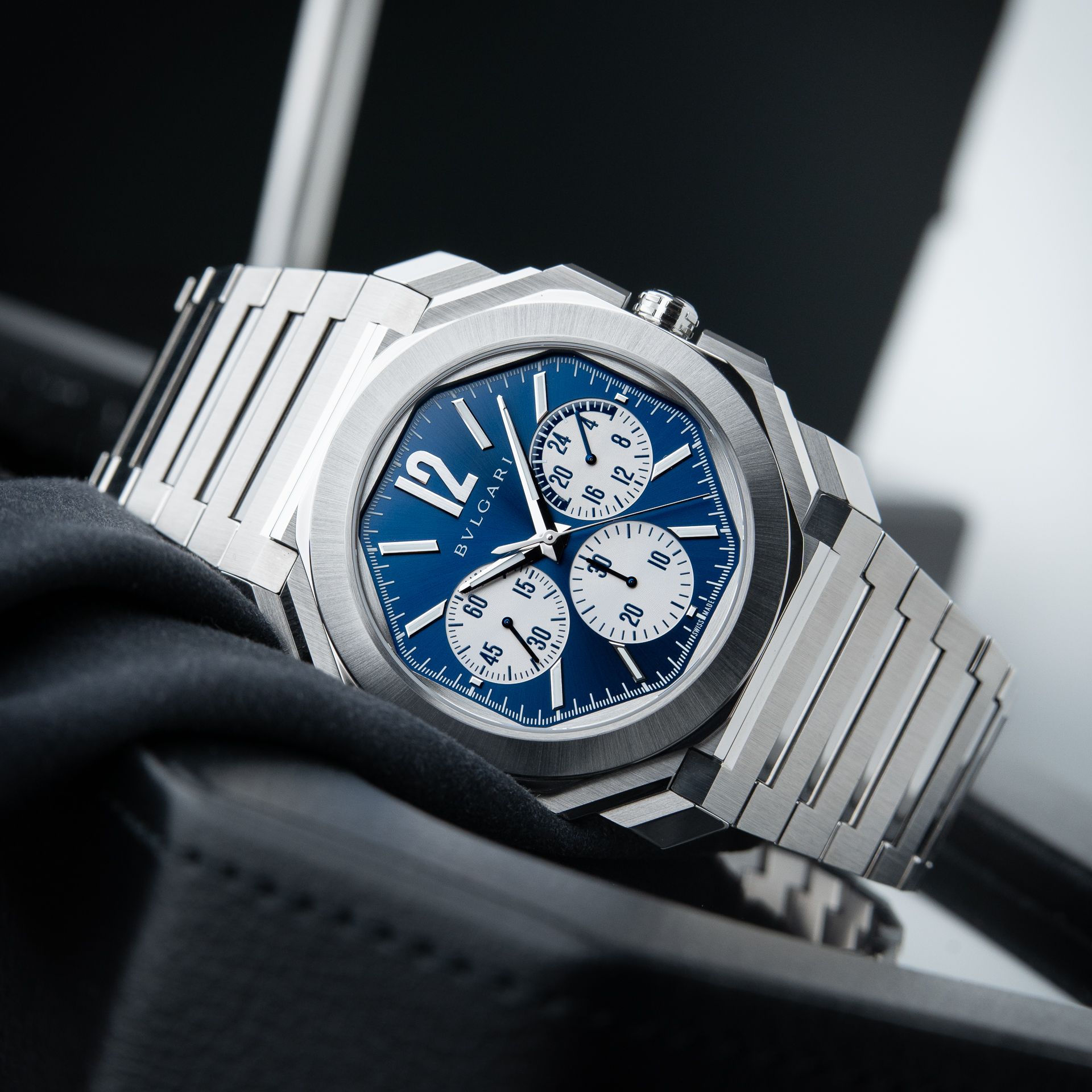 BVLGARI Bulgari Octo Finissimo Chronograph GMT Peripheral Blue Steel Bracelet 43mm