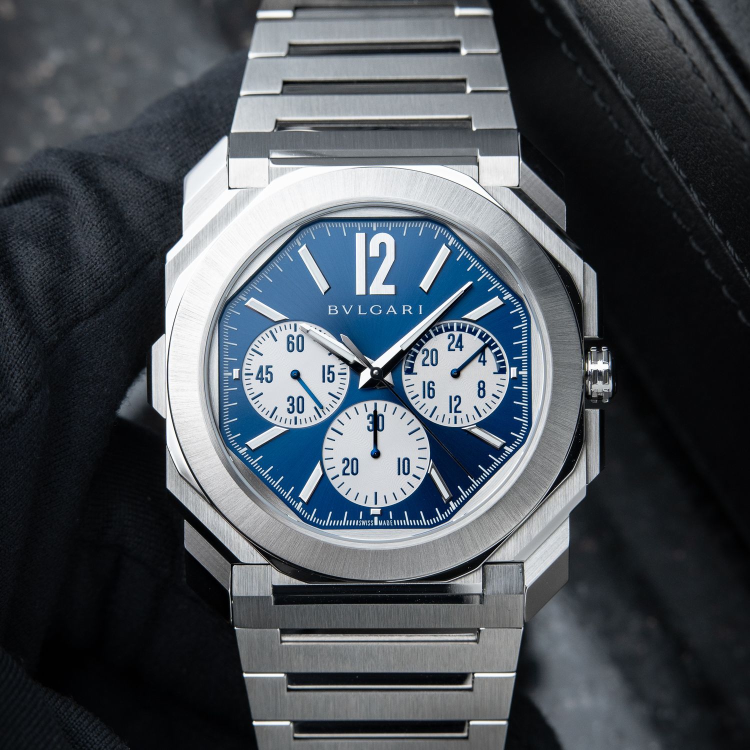 BVLGARI Bulgari Octo Finissimo Chronograph GMT Peripheral Blue Steel Bracelet 43mm