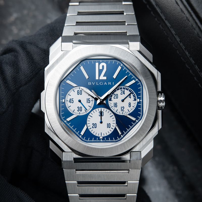 BVLGARI Bulgari Octo Finissimo Chronograph GMT Peripheral Blue Steel Bracelet 43mm