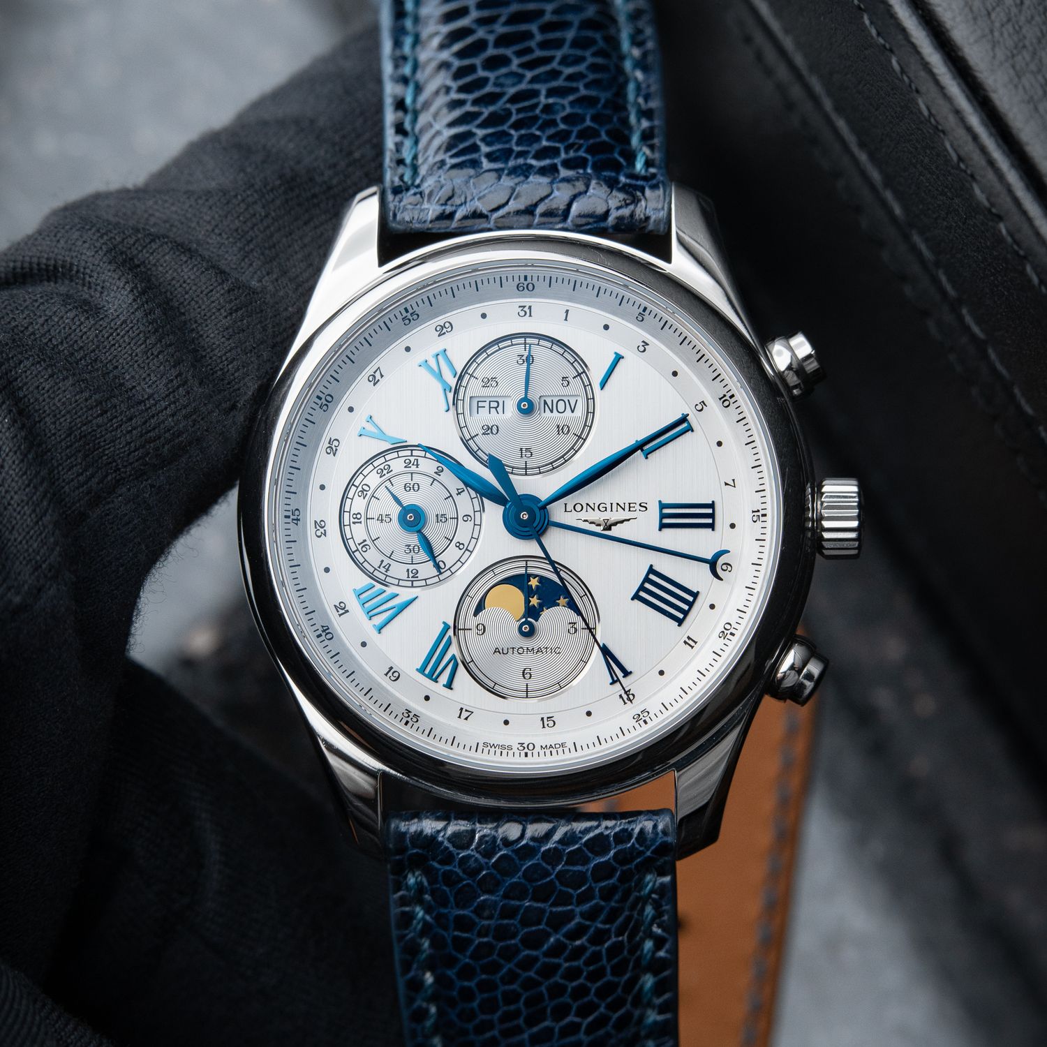 Longines Master Collection 10/2024 Chronograph Moonphase Steel Leather 42mm