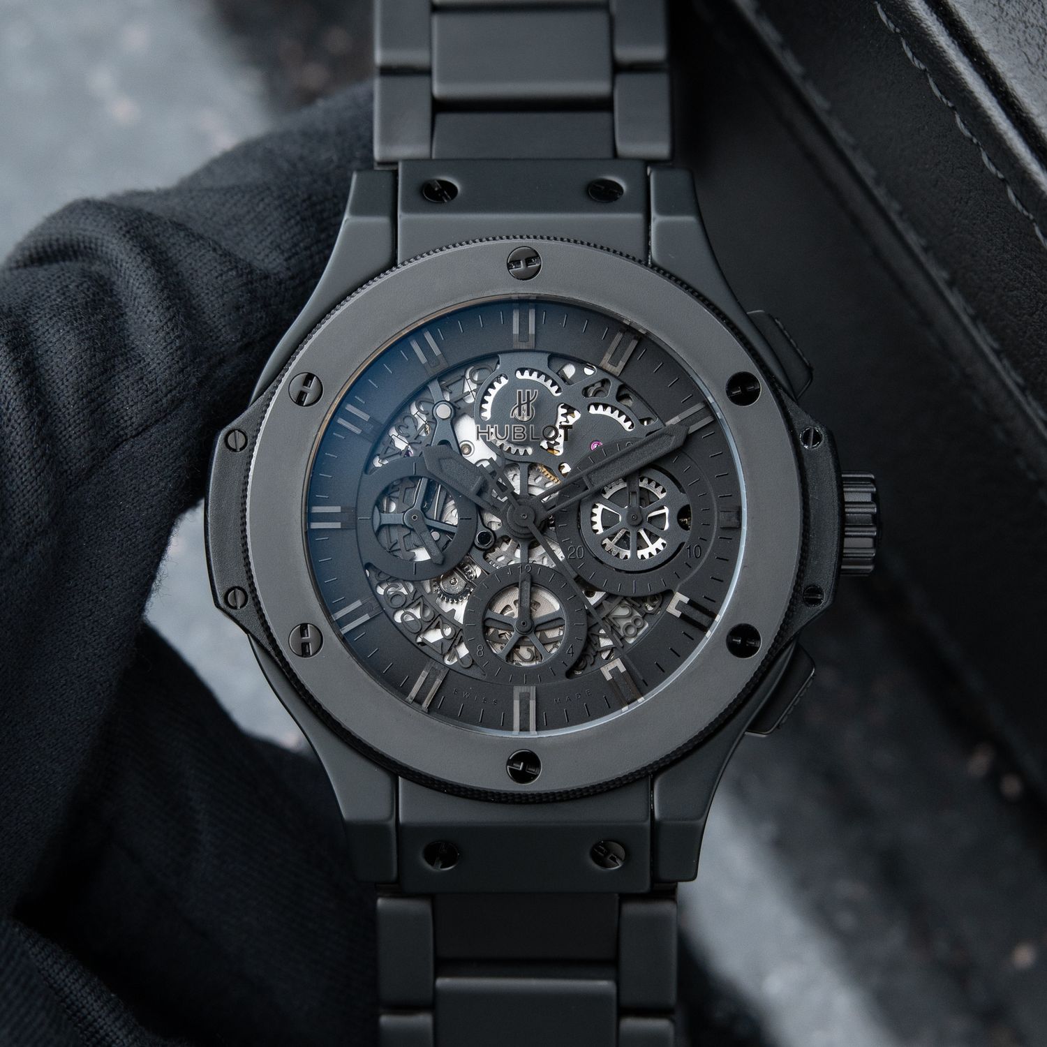 Hublot Big Bang Aero Bang Limited Edition Black Ceramic Skeleton Chronograph