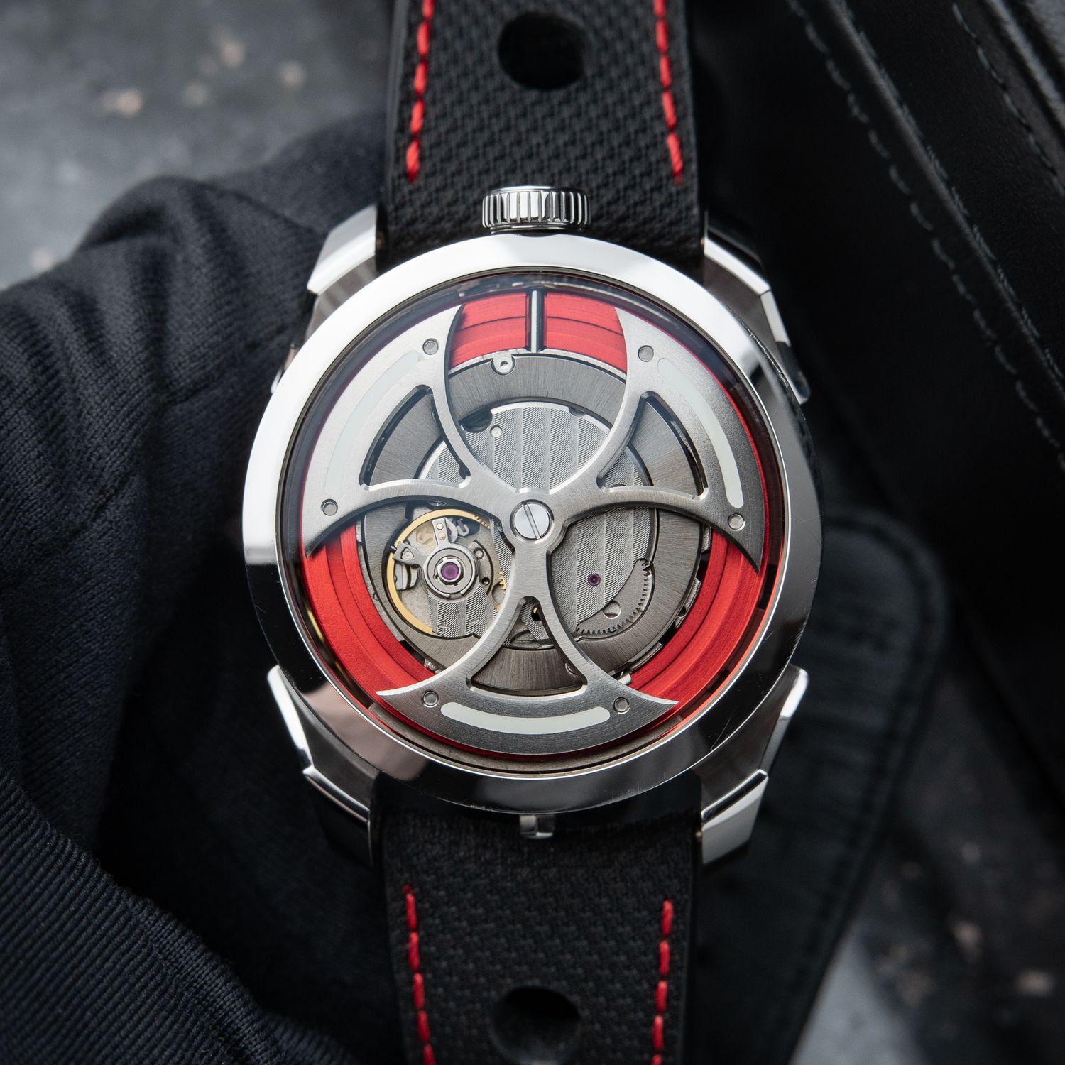 MB&F M.A.D. Edition MAD 1 Red Limited Edition Leather Steel Automatic 42mm