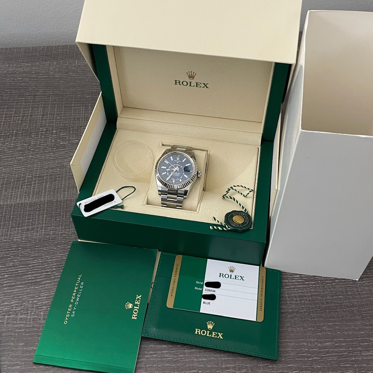 Rolex Sky-Dweller Blue Dial Steel Oyster Bracelet White Gold Bezel