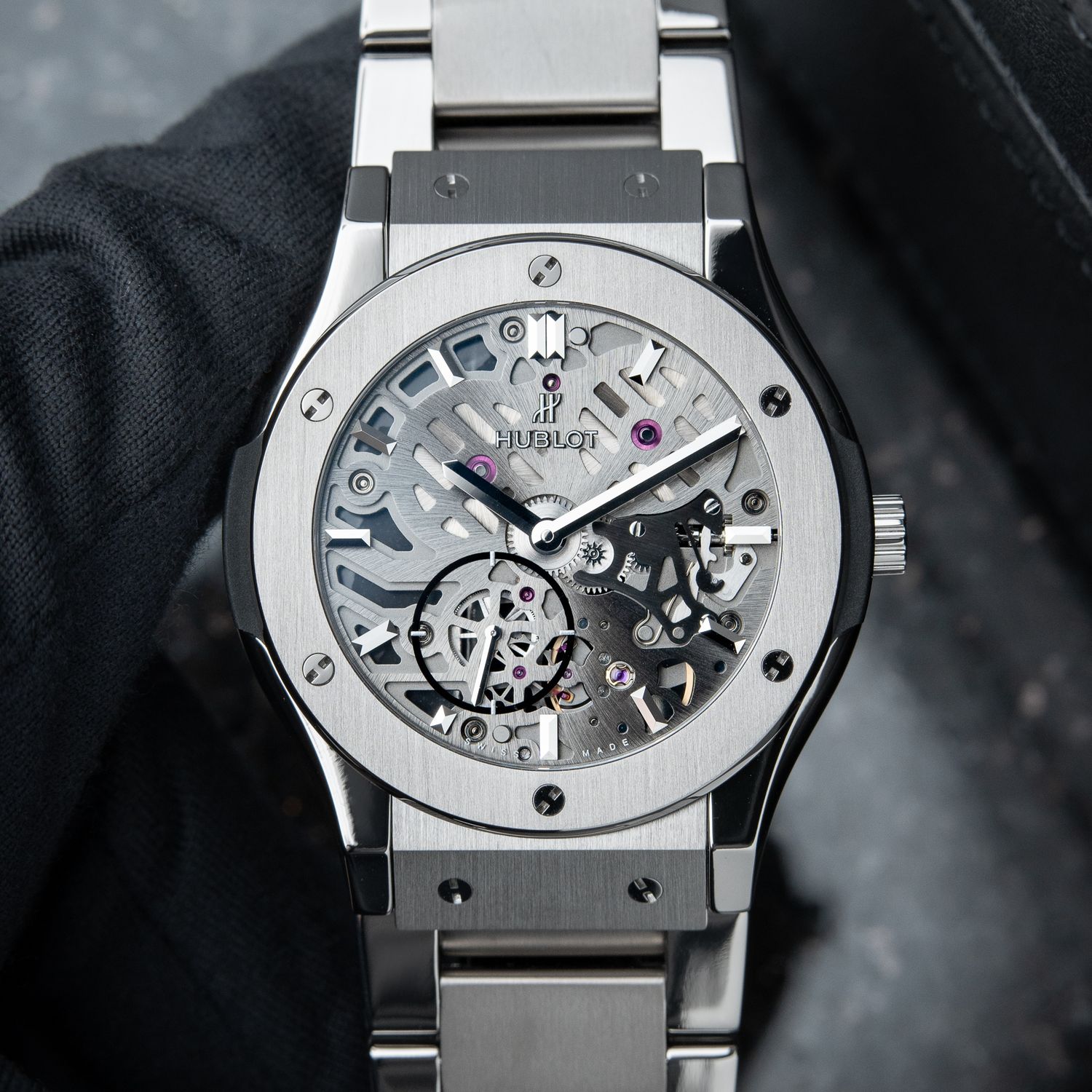 Hublot Classic Fusion Ultra Thin SERVICED 4/2025 Skeleton Titanium Bracelet