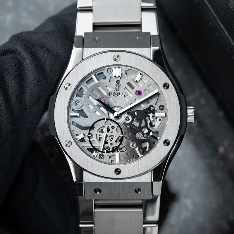 Hublot Classic Fusion Ultra Thin SERVICED 4/2025 Skeleton Titanium Bracelet