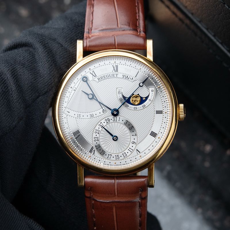 Breguet Classique 7137BA Yellow Gold Moonphase Power Reserve Date Leather
