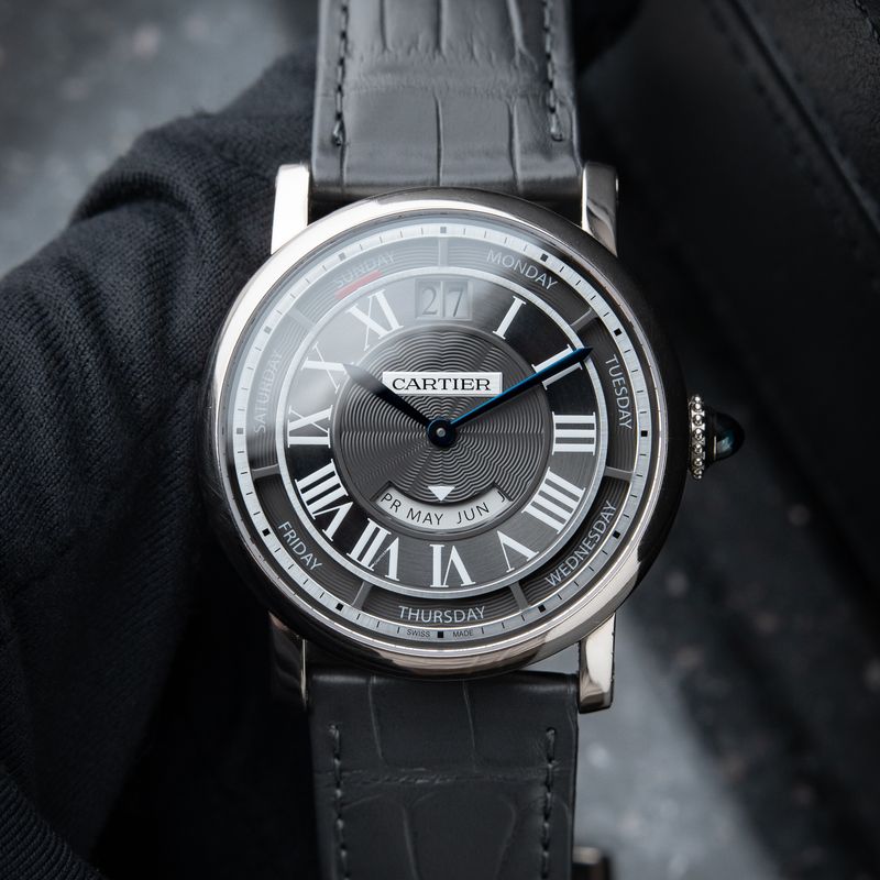Cartier Rotonde de Cartier Annual Calendar RARE White Gold Grey Dial 40mm