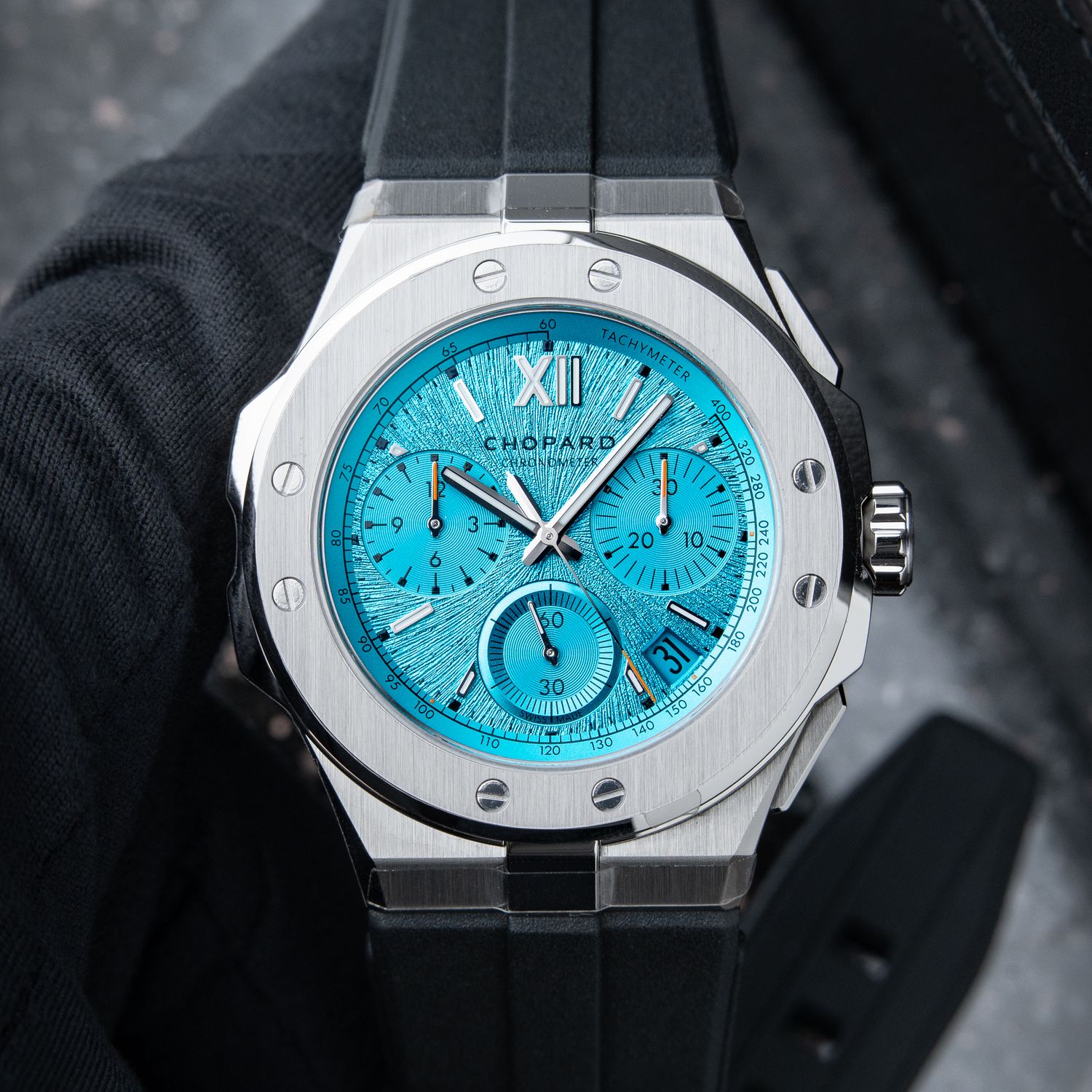Chopard Alpine Eagle STICKERED 11/2024 XL Chrono Maritime Blue Turquoise 298609
