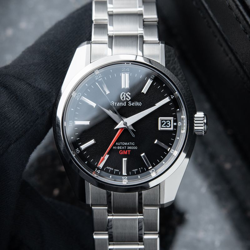 Grand Seiko Heritage Collection Mt. Iwate GMT Hi-Beat Black Steel Bracelet Automatic