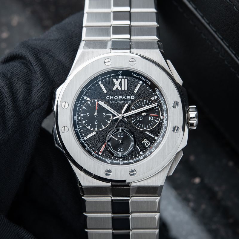 Chopard Alpine Eagle STICKERED XL Chrono Flyback Black Dial Bracelet 44mm