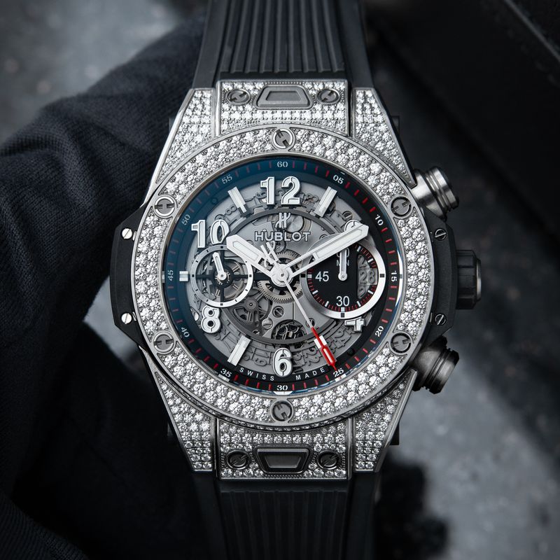Hublot Big Bang Unico Pavé Openworked Diamonds Titanium Chronograph Set