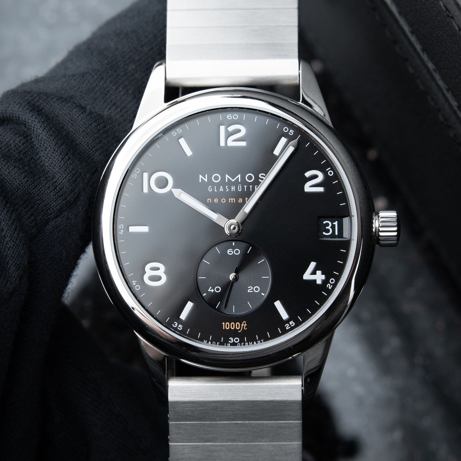 NOMOS Glashütte Club Sport Neomatik 42 300M Black Dial Steel Bracelet Set