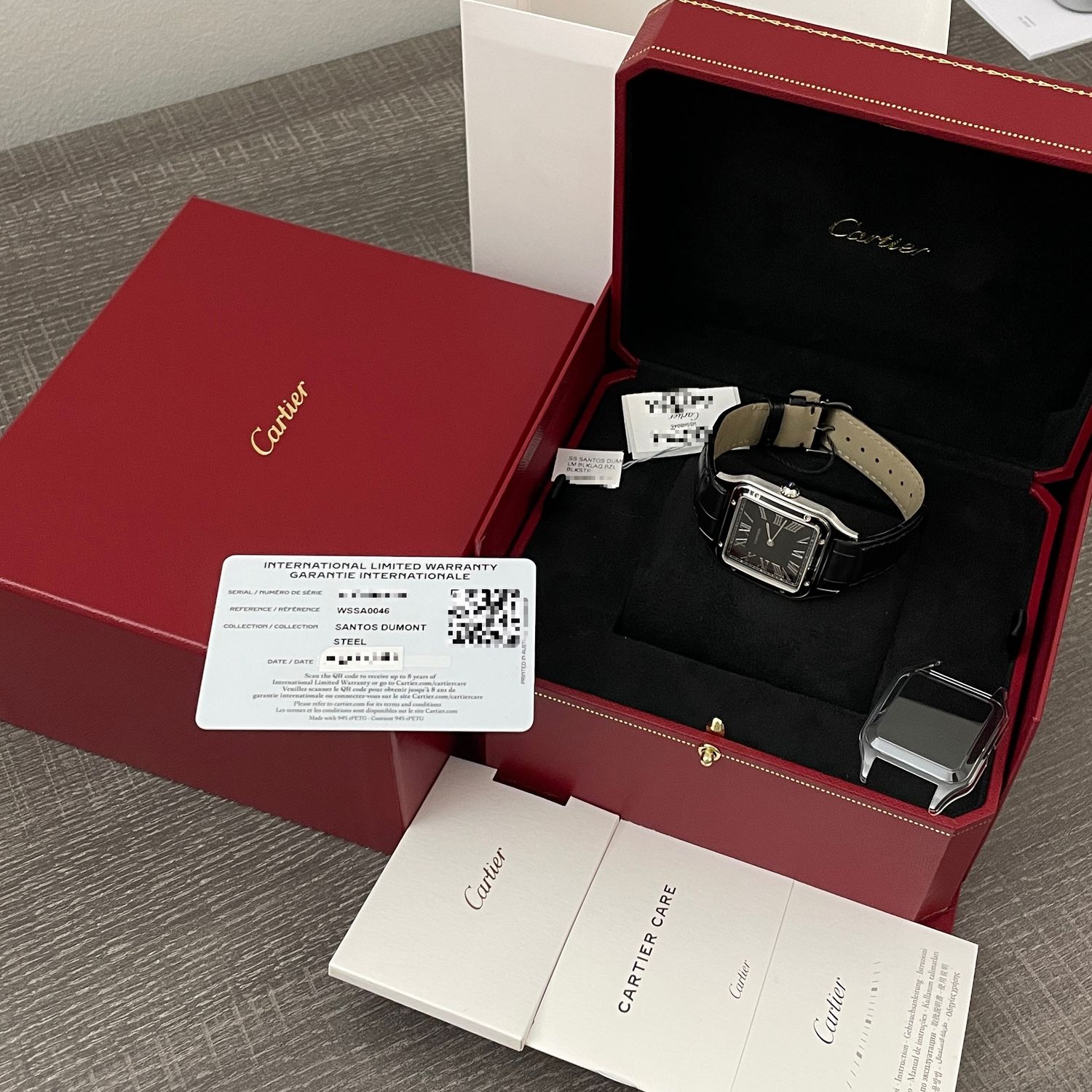 Cartier Santos Dumont BNIB 3/2025 Large Model Black Lacquer Steel