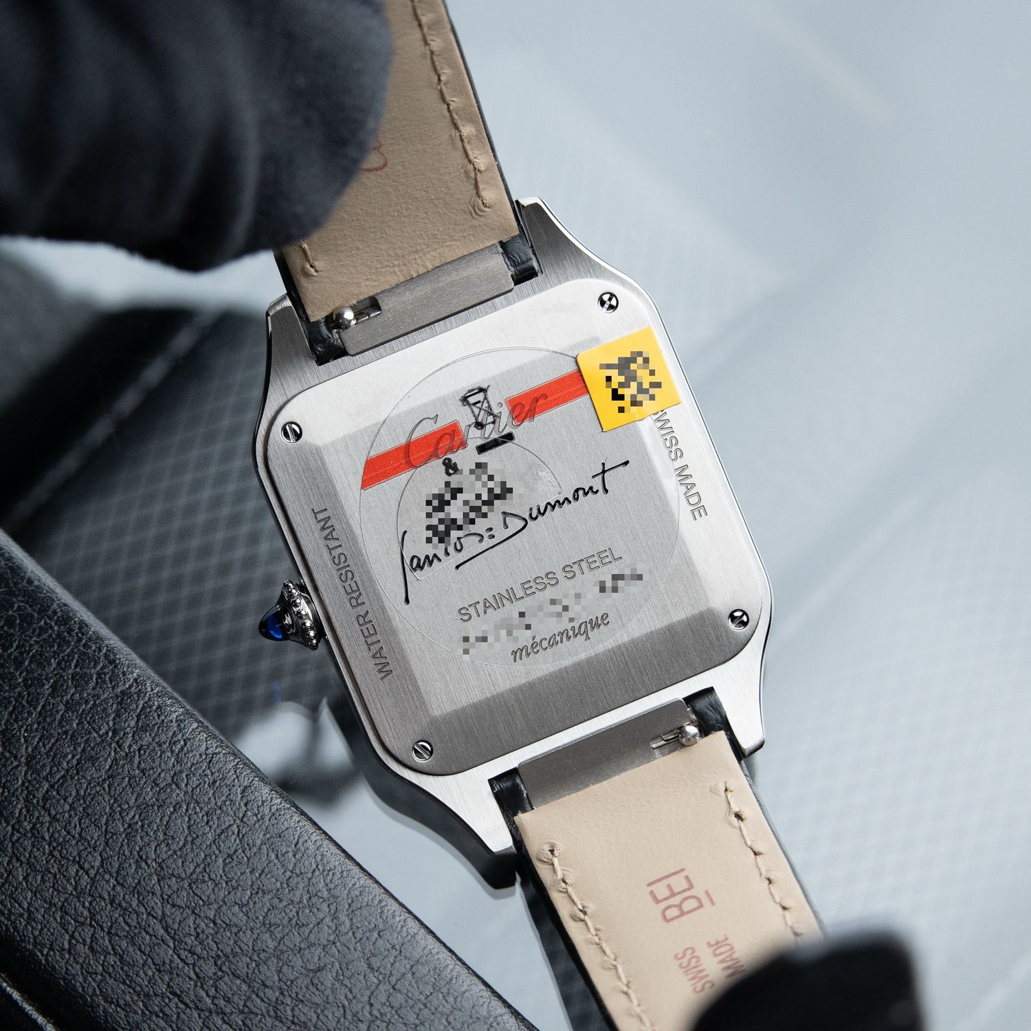 【非売品】【希少】Cartier 夜空デザイン プレート 専用ボックス付き Cartier Santos Dumont BNIB 3/2025 Large Model Black Lacquer Steel