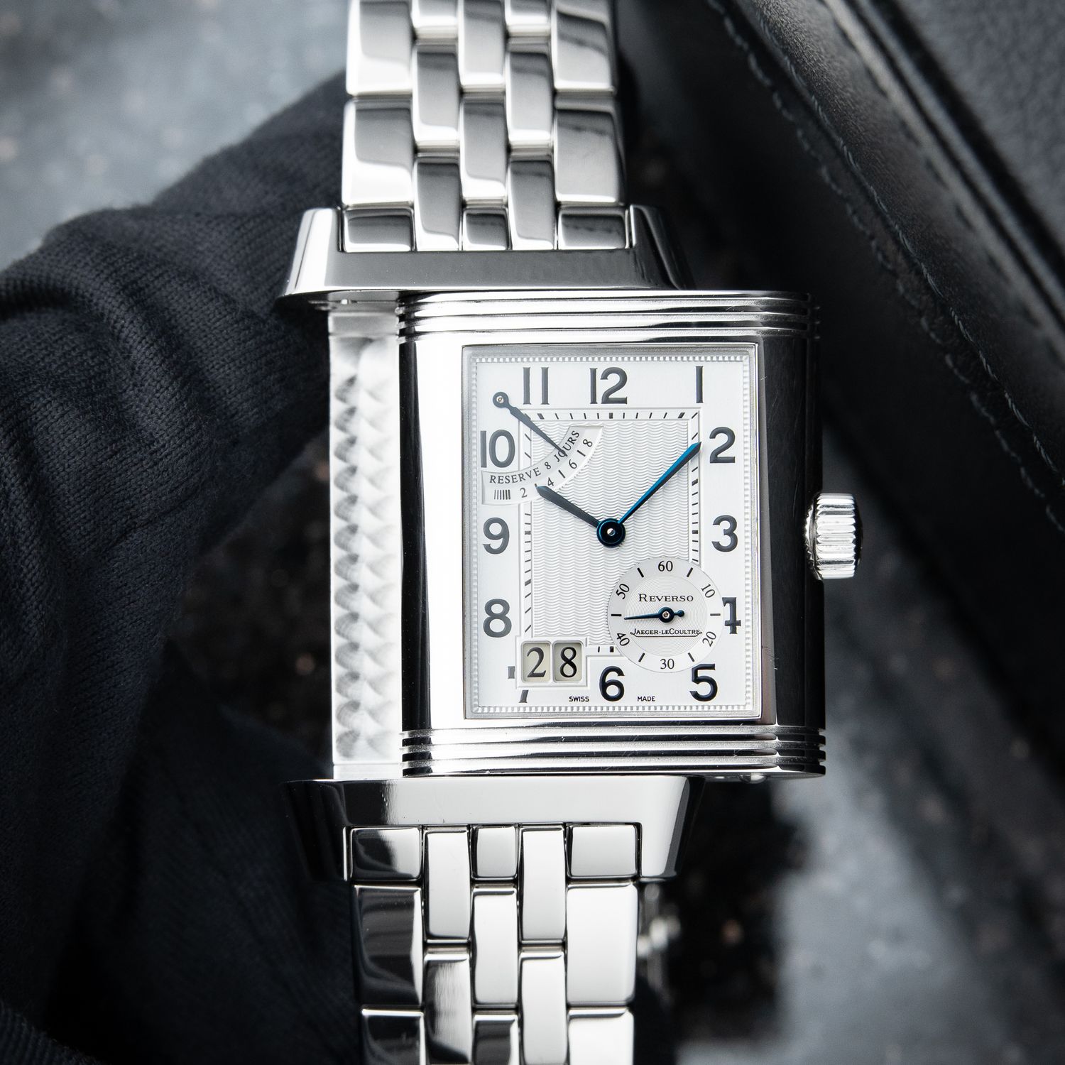Jaeger-LeCoultre Reverso Grande Date Duoface Silver Exhibition Bracelet