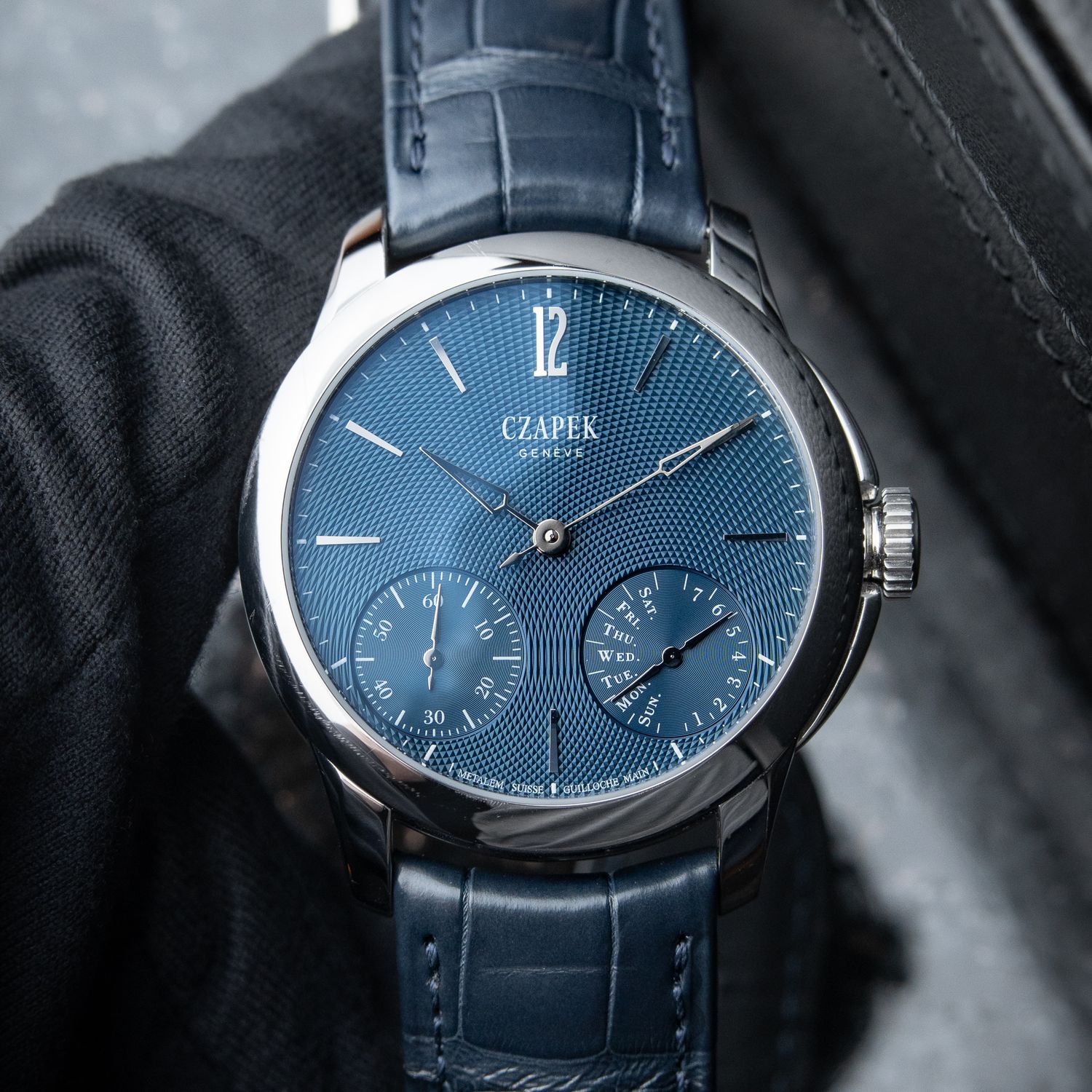 Czapek Quai Des Bergues No. 19s Eternite Aqua Blue Guilloche Limited 38.5