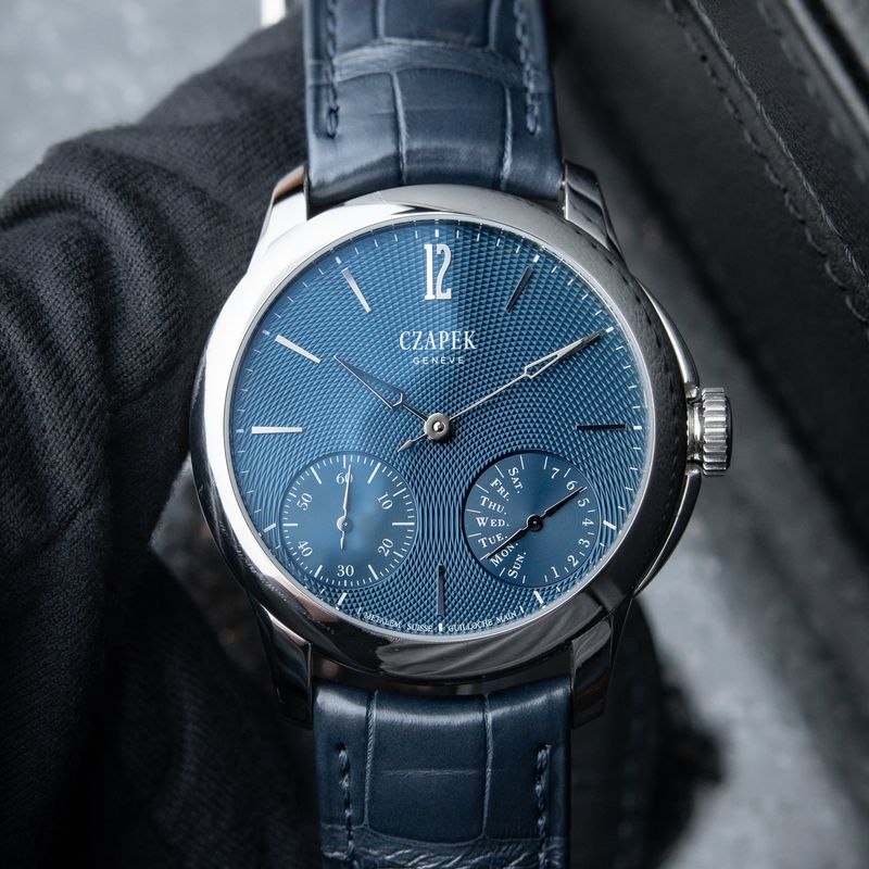 Czapek Quai Des Bergues No. 19s Eternite Aqua Blue Guilloche Limited 38.5