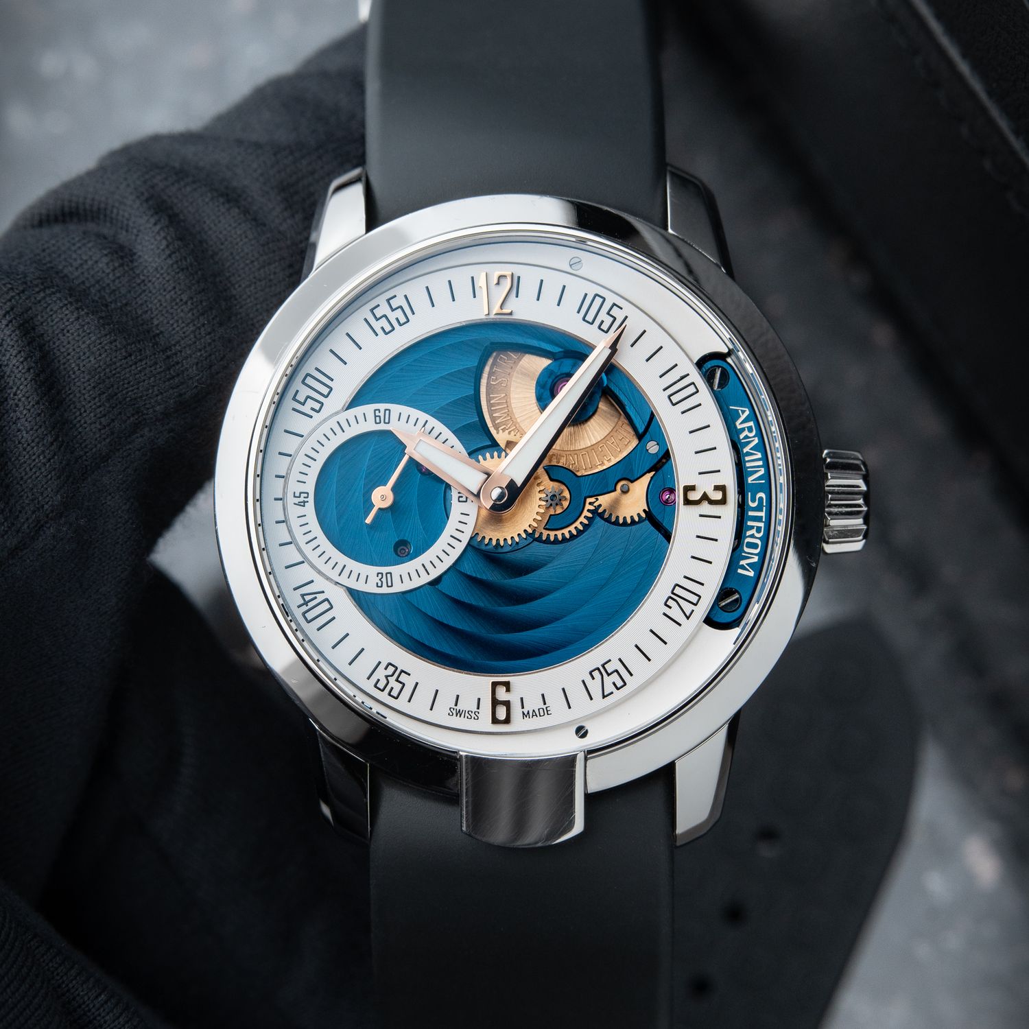 Armin Strom Manual Water Configured Piece Unique Openworked Blue Steel 45