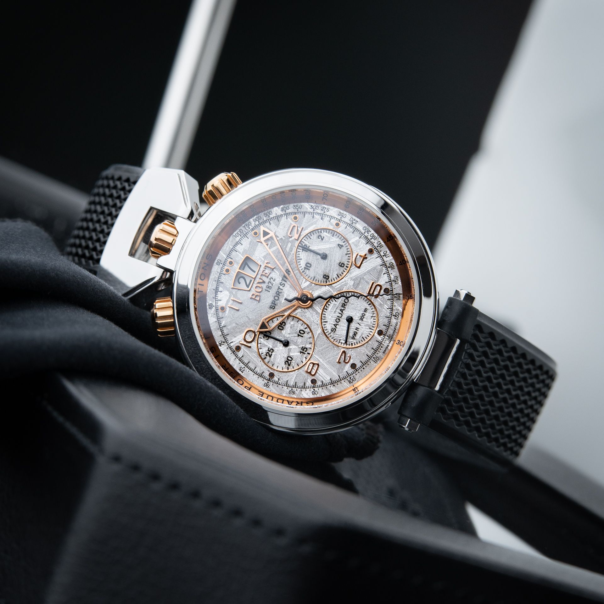 Bovet Sportster Saguaro Chronograph White Meteorite Rose Gold Steel Rubber