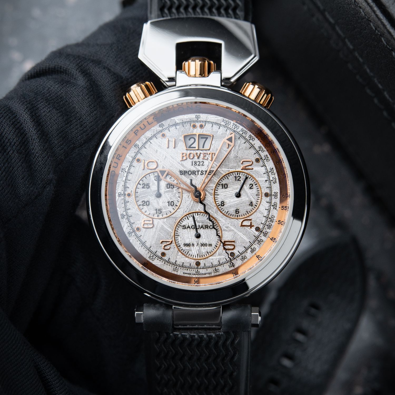 Bovet Sportster Saguaro Chronograph White Meteorite Rose Gold Steel Rubber