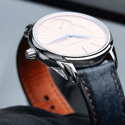 Gronefeld 1941 Principia Automatic Salmon Dial Steel Blue Leather 39.5