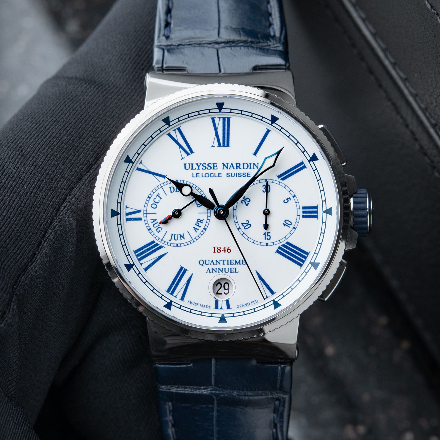 Ulysse Nardin Marine Chronograph Annual Calendar White Enamel Automatic 43