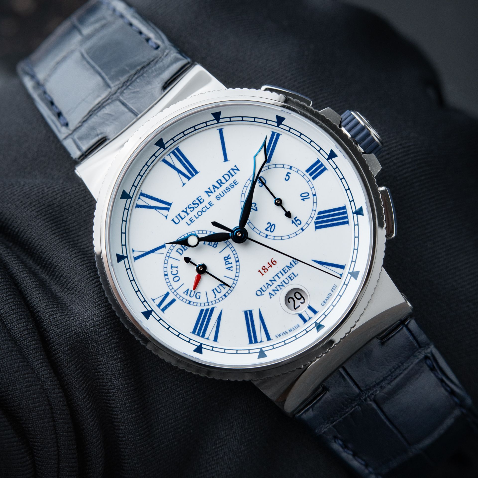 Ulysse Nardin Marine Chronograph Annual Calendar White Enamel Automatic 43