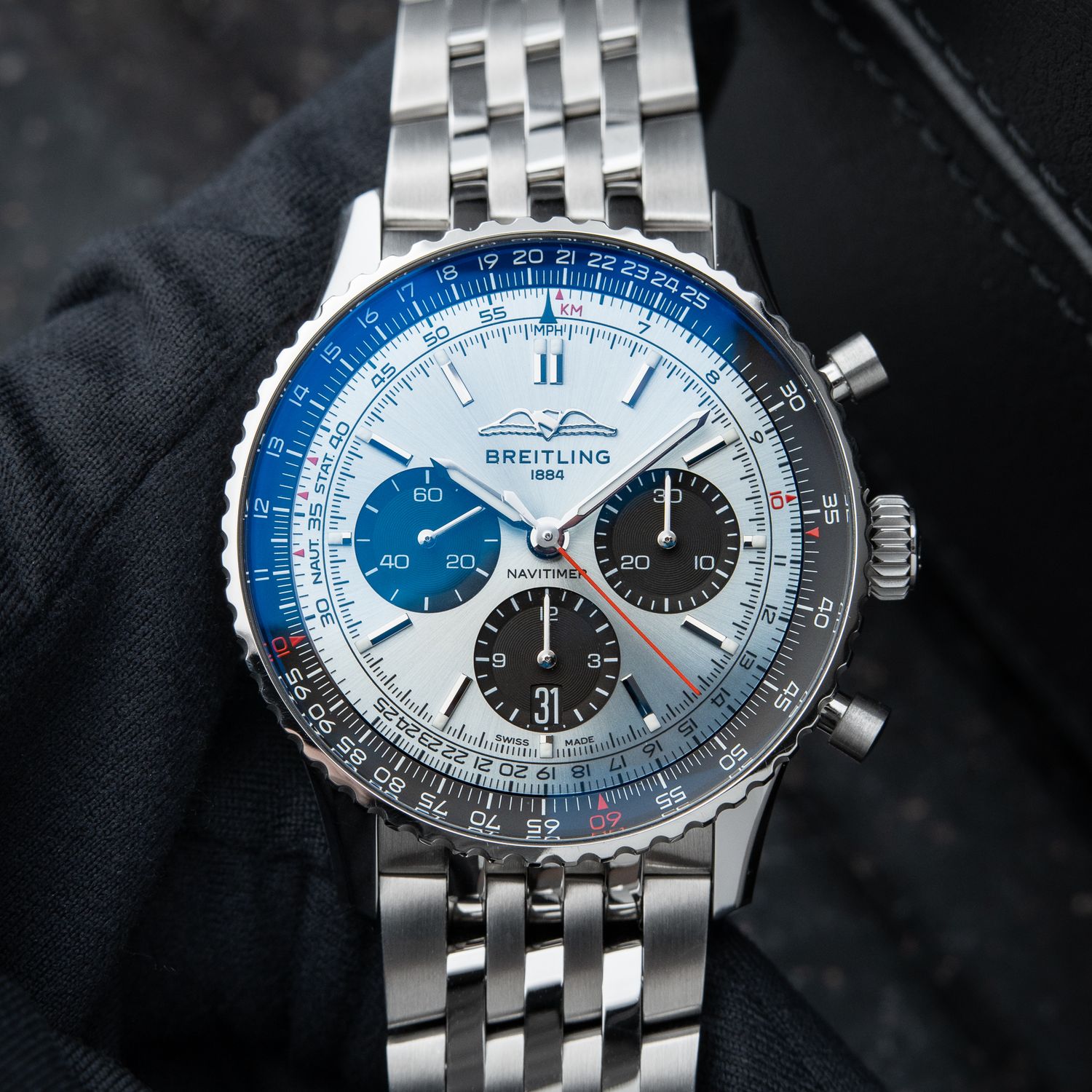 Breitling Navitimer B01 Chronograph 43 Ice Blue Dial Steel Bracelet